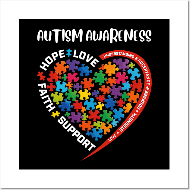 Autism Awarness Month Puzzle Piece Heart Wall Art by TeeShirt_Expressive